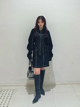 「綺麗めコーデ」｜「アイテム（ワンピース）」を使った、　湊有里紗さん（レディース・152cm）の冬コーディネート