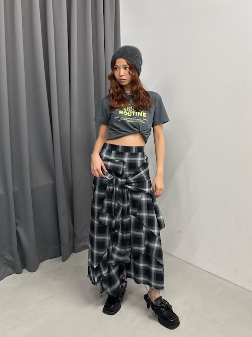 SLY◇REMAKE LIKE LACE CHECK スカート、シアートップス SLY | REMAKE