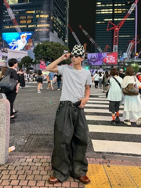 「アイテム（ニットキャップ/ビーニー）」を使った、まさおさん（メンズ・168cm）の夏コーディネート