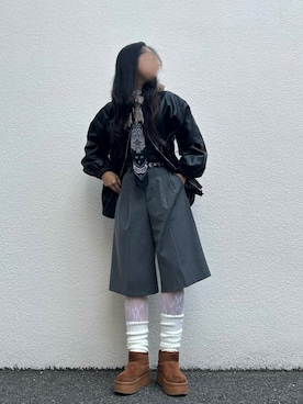 「アイテム（ライダースジャケット）」を使った、みみさん（レディース・155cm）の冬コーディネート