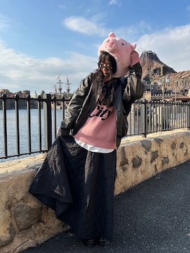 「アイテム（ライダースジャケット）」を使った、みみさん（レディース・155cm）の秋コーディネート