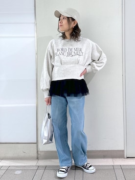 「24SS春の新作」｜「アイテム（キャップ）」を使った、sayaさん（レディース・155cm）の冬コーディネート