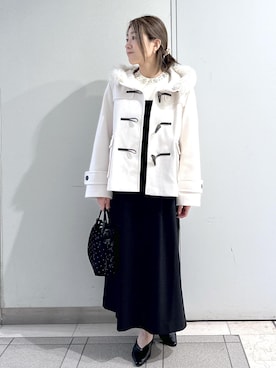 「アイテム（ダッフルコート）」を使った、sayaさん（レディース・155cm）の冬コーディネート