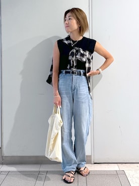 「アイテム（ニット/セーター）」を使った、sayaさん（レディース・155cm・30代）の夏コーディネート