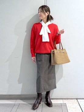 「ROPE' PICNIC（ロペピクニック）のアイテム（スカート）」を使った、sayaさん（レディース・155cm）の秋コーディネート