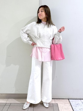 「24SS春の新作」｜「アイテム（スウェット）」を使った、sayaさん（レディース・155cm）の春コーディネート