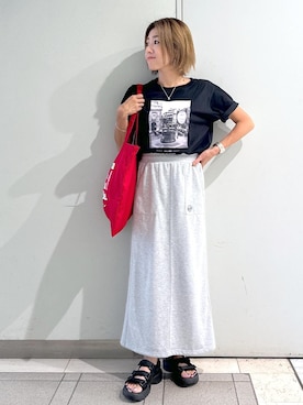 「ROPE' PICNIC（ロペピクニック）のボリュームソールスニーカーサンダル（サンダル）」を使った、sayaさん（レディース・155cm・30代）の夏コーディネート
