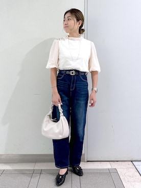 「リバーシブル」｜「アイテム（パンプス）」を使った、sayaさん（レディース・155cm）の春コーディネート
