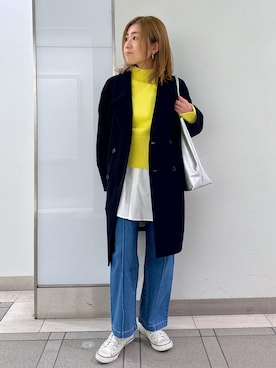 「ROPE' PICNIC（ロペピクニック）のアイテム（ピーコート）」を使った、sayaさん（レディース・155cm）の冬コーディネート