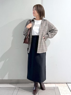 「ROPE' PICNIC（ロペピクニック）のアイテム（スカート）」を使った、sayaさん（レディース・155cm）の秋コーディネート