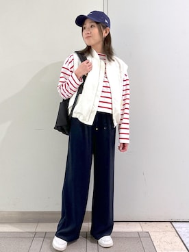 「24SS春の新作」｜「アイテム（キャップ）」を使った、sayaさん（レディース・155cm）の冬コーディネート