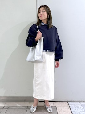 「24SS春の新作」｜「アイテム（スウェット）」を使った、sayaさん（レディース・155cm）の春コーディネート