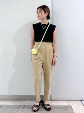 「キャメル」｜「アイテム（サンダル）」を使った、sayaさん（レディース・155cm）の夏コーディネート