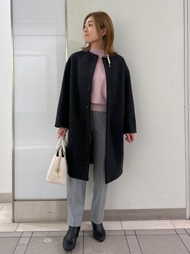 「チャコール」｜「アイテム（その他アウター）」を使った、sayaさん（レディース・155cm）の冬コーディネート