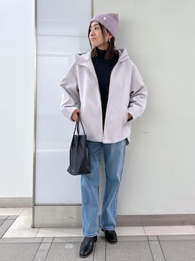 「ラベンダー」｜「アイテム（その他アウター）」を使った、sayaさん（レディース・155cm）の冬コーディネート
