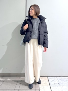 「乾燥」｜「アイテム（ダウンジャケット/コート）」を使った、sayaさん（レディース・155cm）の冬コーディネート