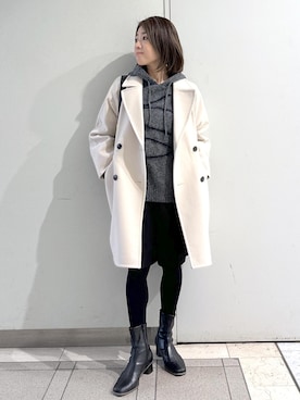 「アイテム（ピーコート）」を使った、sayaさん（レディース・155cm）の秋コーディネート