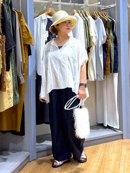 セール】【接触冷感】タックワイドパンツ[プチ・プラスサイズ