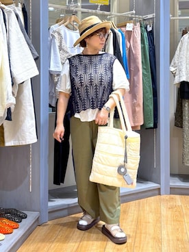 「studio CLIP（スタディオクリップ）の軽らくバックルサンダル（サンダル、ベージュ系）」を使った、tosa0101さん（レディース・152cm）の春コーディネート