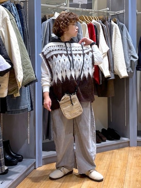 「アイテム（ニットキャップ/ビーニー、グレー系）」を使った、tosa0101さん（レディース・152cm）の冬コーディネート