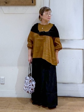 「アイテム（トートバッグ、パープル系）」を使った、tosa0101さん（レディース・152cm）の夏コーディネート