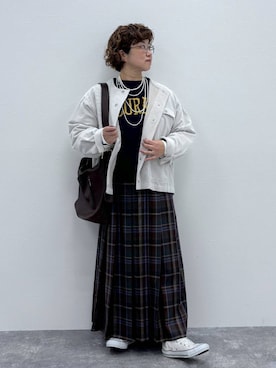 「アイテム（ノーカラージャケット）」を使った、tosa0101さん（レディース・152cm）の冬コーディネート