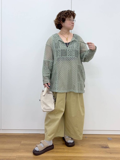 セール】レース切り替えスキッパープルオーバー（Tシャツ/カットソー