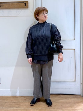 「着痩せ」｜「アイテム（スリッポン）」を使った、tosa0101さん（レディース・152cm）の秋コーディネート