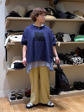 「studio CLIP（スタディオクリップ）の軽らくスポーツサンダル（サンダル、ベージュ系）」を使った、tosa0101さん（レディース・152cm）の春コーディネート