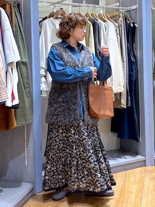 natural by clip》フラワープリントロングスカート（スカート