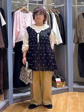 「アイテム（ハンチング/ベレー帽、ブラウン系）」を使った、tosa0101さん（レディース・152cm）の秋コーディネート