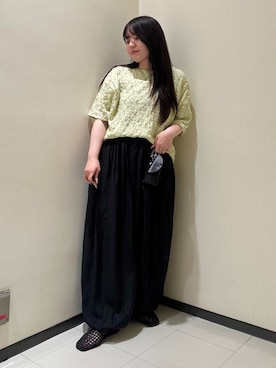 「KBF（ケイビーエフ）のシアーバルーンパンツ（その他パンツ、ブラック系）」を使った、TIARAさん（レディース・156cm）の春コーディネート