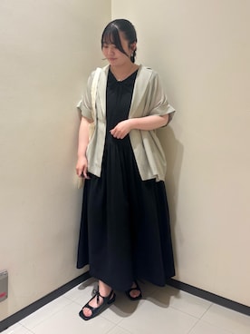 「KBF（ケイビーエフ）のハーフスリーブダブルジャケット（その他アウター、グリーン系）」を使った、TIARAさん（レディース・156cm）の夏コーディネート