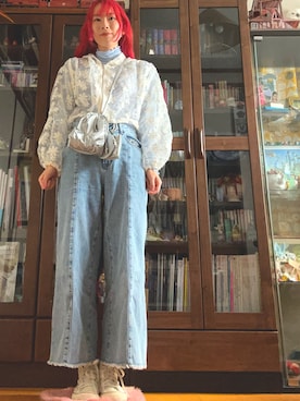 「アイテム（パーカー、ホワイト系）」を使った、kumanomi6さん（レディース・166cm）の冬コーディネート