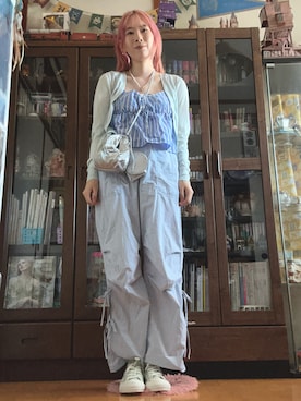 「アイテム（カーゴパンツ）」を使った、kumanomi6さん（レディース・166cm）の夏コーディネート