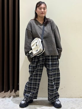 「niko and...（ニコアンド）のボリュームソールスニーカー（スニーカー）」を使った、inyosanさん（レディース・153cm）の秋コーディネート