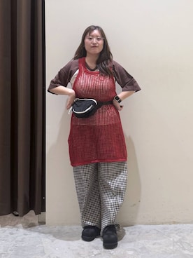 「niko and...（ニコアンド）のストレッチカーブパンツ（その他パンツ、ホワイト系）」を使った、inyosanさん（レディース・153cm）の春コーディネート