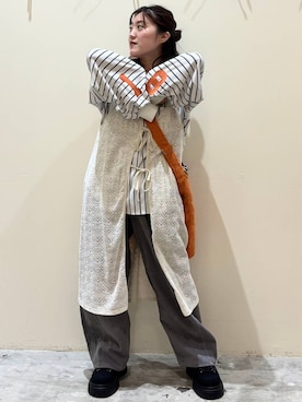 「niko and...（ニコアンド）のオリジナル2WAYテープトートバッグ（トートバッグ）」を使った、inyosanさん（レディース・153cm）の秋コーディネート