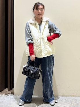 「niko and...（ニコアンド）のカシミヤ混配色ニットプルオーバー（ニット/セーター）」を使った、inyosanさん（レディース・153cm）の秋コーディネート