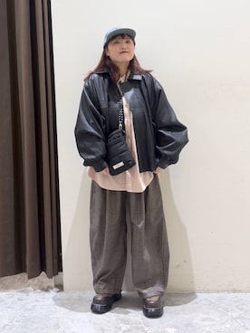 「niko and...（ニコアンド）の[MODE NORM CORE] 2タックコクーンチェックパンツ（その他パンツ、ブラウン系）」を使った、inyosanさん（レディース・153cm）の秋コーディネート