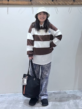 「niko and...（ニコアンド）のアソートジャガードパンツ（その他パンツ、ベージュ系）」を使った、inyosanさん（レディース・153cm）の春コーディネート