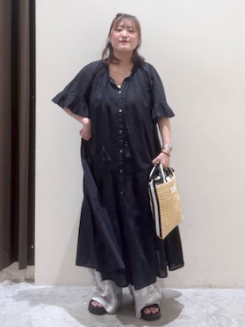 「niko and...（ニコアンド）のトロットカモフライージーパンツ（その他パンツ、グレー系）」を使った、inyosanさん（レディース・153cm）の夏コーディネート