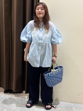 「niko and...（ニコアンド）のアイテム（かごバッグ）」を使った、inyosanさん（レディース・153cm）の夏コーディネート