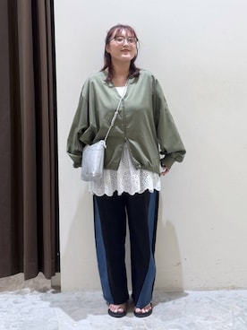 「niko and...（ニコアンド）の三つ編みお財布ショルダーバッグ（ショルダーバッグ、シルバー系）」を使った、inyosanさん（レディース・153cm）の夏コーディネート