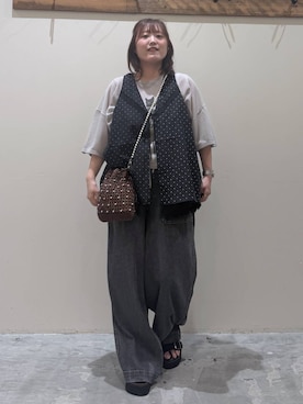 「niko and...（ニコアンド）のWベルトサンダル（サンダル、ブラック系）」を使った、inyosanさん（レディース・153cm）の春コーディネート