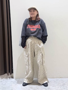 「アイテム（カーゴパンツ、ベージュ系）」を使った、inyosanさん（レディース・153cm）の夏コーディネート