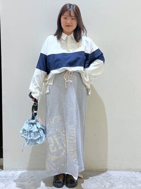 「niko and...（ニコアンド）のエンブレムラガープルオーバー（Tシャツ/カットソー）」を使った、inyosanさん（レディース・153cm）の春コーディネート