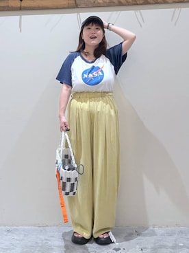 「niko and...（ニコアンド）の【CULTURE SERIES】アソートキャップ（キャップ、グレー系）」を使った、inyosanさん（レディース・153cm）の夏コーディネート