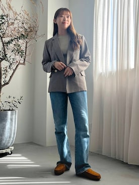 「アイテム（モカシン/デッキシューズ）」を使った、momo🍑さん（レディース・157cm）の秋コーディネート