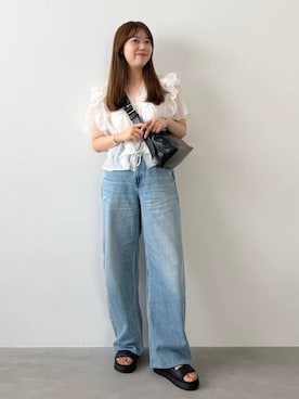 「ORiental TRaffic（オリエンタルトラフィック）のアイテム（ショルダーバッグ）」を使った、momo🍑さん（レディース・157cm）の夏コーディネート